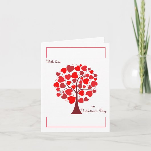 Cartes Pour Fêtes Annuelles Arbre de la Saint-Valentin aux coeurs rouges (Devant)