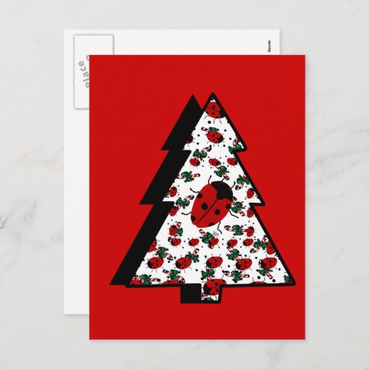 Cartes Pour Fêtes Annuelles Arbre de Ladybug de Noël (Devant / Derrière)