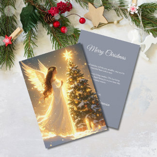 Cartes Pour Fêtes Annuelles Arbre de l'Écriture Élégante Ange Chrétien Non Pho