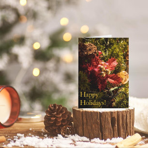 Cartes Pour Fêtes Annuelles Arbre de Noël à décoration Holly rouge