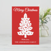 Cartes Pour Fêtes Annuelles Arbre de Noël à écriture manuscrite rouge (Debout devant)