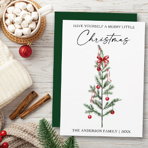 Cartes Pour Fêtes Annuelles Arbre de Noël à l'aquarelle avec calligraphie et n