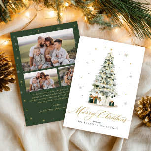 Cartes Pour Fêtes Annuelles Arbre de Noël à l'aquarelle élégant