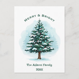 Cartes Pour Fêtes Annuelles Arbre de Noël à l'aquarelle élégant