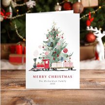 Arbre de Noël à l'aquarelle Train Jouet
