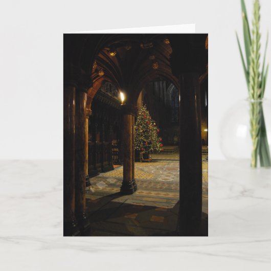 Cartes Pour Fêtes Annuelles Arbre de Noël à l'intérieur de l'église (Devant)