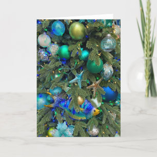 Cartes Pour Fêtes Annuelles Arbre de Noël à thème marin