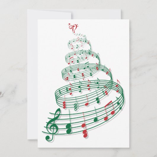 Cartes Pour Fêtes Annuelles Arbre de Noël abstrait avec des notes de musique (Devant)