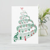 Cartes Pour Fêtes Annuelles Arbre de Noël abstrait avec des notes de musique (Debout devant)
