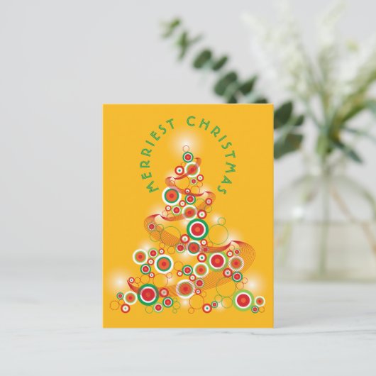 Cartes Pour Fêtes Annuelles Arbre de Noël Abstrait brillant des cercles moisis (Debout devant)