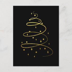 Cartes Pour Fêtes Annuelles Arbre de Noël Abstrait en or brillant sur noir