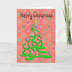 Cartes Pour Fêtes Annuelles Arbre de Noël Abstrait en vert clair avec saison