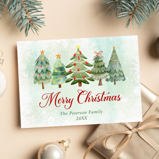 Cartes Pour Fêtes Annuelles Arbre de Noël aquarelle élégant Joyeux Noël
