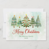 Cartes Pour Fêtes Annuelles Arbre de Noël aquarelle élégant Joyeux Noël (Devant)