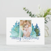 Cartes Pour Fêtes Annuelles Arbre de Noël aquarelle photo de vacances (Debout devant)