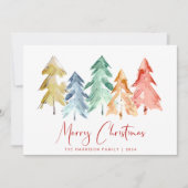 Cartes Pour Fêtes Annuelles Arbre de Noël Aquarelles (Devant)