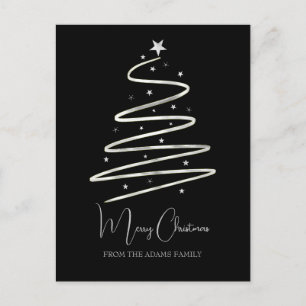 Cartes Pour Fêtes Annuelles Arbre de Noël argenté stylisé minimaliste personna