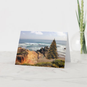 Cartes Pour Fêtes Annuelles Arbre de Noël avant l'océan
