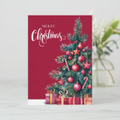 Cartes Pour Fêtes Annuelles Arbre de Noël avec aquarelle (Debout devant)