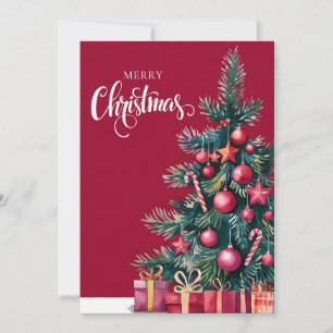 Cartes Pour Fêtes Annuelles Arbre de Noël avec aquarelle
