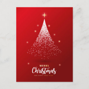 Cartes Pour Fêtes Annuelles Arbre de Noël avec Arrière - plan rouge