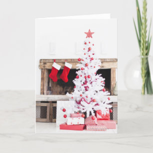 Cartes Pour Fêtes Annuelles Arbre de Noël avec des cadeaux et des bas
