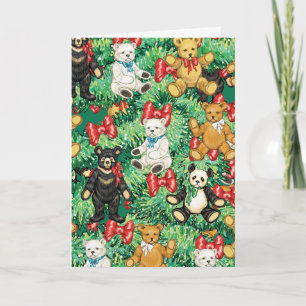 Cartes Pour Fêtes Annuelles Arbre de Noël avec des ornements d'ours de