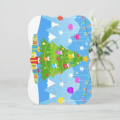 Cartes Pour Fêtes Annuelles Arbre de Noël avec Étoile et Cadeaux de Fêtes (Debout devant)