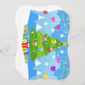 Cartes Pour Fêtes Annuelles Arbre de Noël avec étoile et présente Fête (Devant / Derrière)