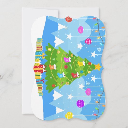 Cartes Pour Fêtes Annuelles Arbre de Noël avec étoile et présente Fête (Devant)