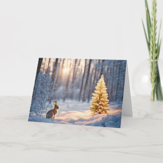 Cartes Pour Fêtes Annuelles Arbre de Noël avec lapin (Devant)