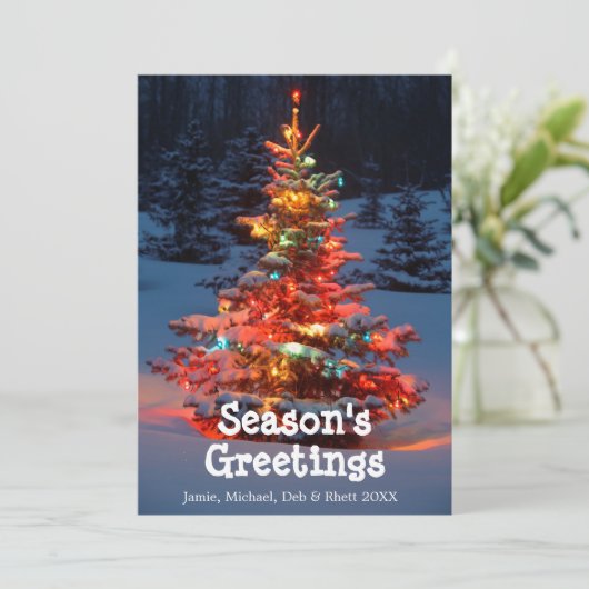 Cartes Pour Fêtes Annuelles Arbre de Noël avec lumière extérieure (Debout devant)