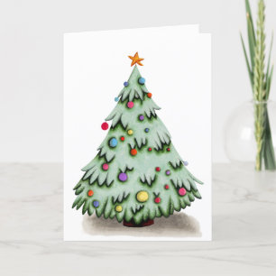 Cartes Pour Fêtes Annuelles Arbre de Noël avec ornements illustrés