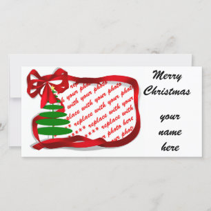 Cartes Pour Fêtes Annuelles Arbre de Noël avec ruban rouge