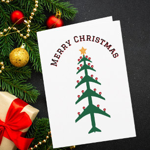 Cartes Pour Fêtes Annuelles Arbre de Noël Avion Photo Minimaliste Aviation