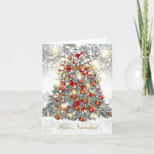 Cartes Pour Fêtes Annuelles Arbre de Noël, baubles espagnol (Devant)