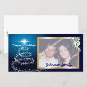 Cartes Pour Fêtes Annuelles Arbre de Noël blanc abstrait sur rougeoyer bleu (Devant / Derrière)