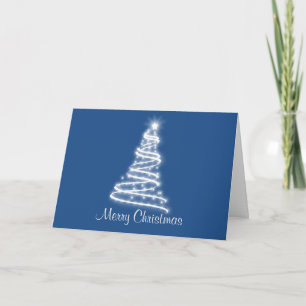 Cartes Pour Fêtes Annuelles Arbre de Noël blanc arrière - plan bleu