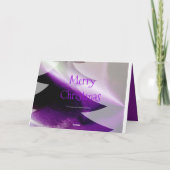 Cartes Pour Fêtes Annuelles Arbre de Noël blanc d'argent violet élégant (Dos)