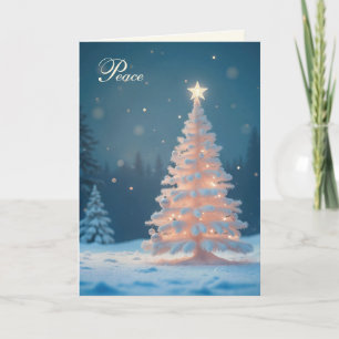Cartes Pour Fêtes Annuelles Arbre De Noël Blanc Et Glissant En Neige