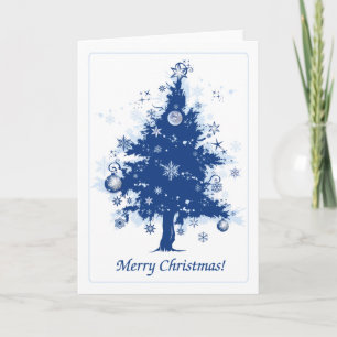 Cartes Pour Fêtes Annuelles Arbre de Noël bleu