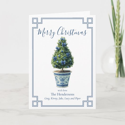 Cartes Pour Fêtes Annuelles Arbre de Noël bleu et blanc (Devant)