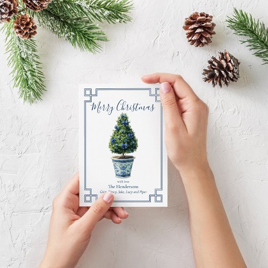 Cartes Pour Fêtes Annuelles Arbre de Noël bleu et blanc