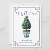 Cartes Pour Fêtes Annuelles Arbre de Noël bleu et blanc (Devant)