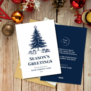 Cartes Pour Fêtes Annuelles Arbre de Noël bleu et blanc Logo d'affaires person