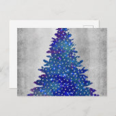 Cartes Pour Fêtes Annuelles Arbre de Noël bleu et violet (Devant / Derrière)