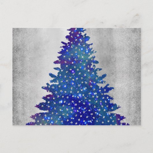 Cartes Pour Fêtes Annuelles Arbre de Noël bleu et violet (Devant)