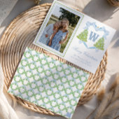 Cartes Pour Fêtes Annuelles Arbre de Noël bleu Monogram Crest Photo