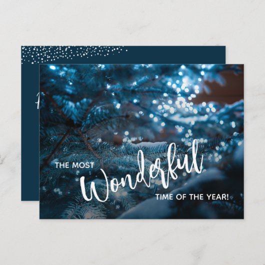 Cartes Pour Fêtes Annuelles Arbre de Noël bleu plat (Devant / Derrière)