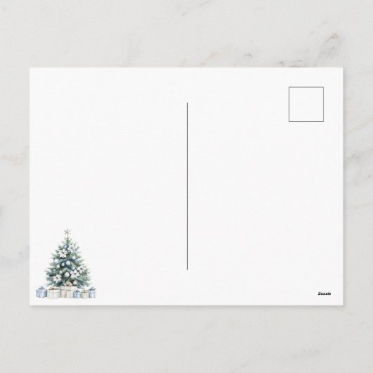 Cartes Pour Fêtes Annuelles Arbre de Noël bleu vert (Dos)
